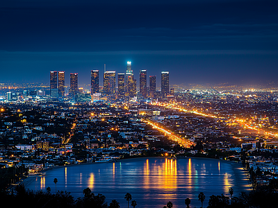 现代城市外景 城市傍晚夜景