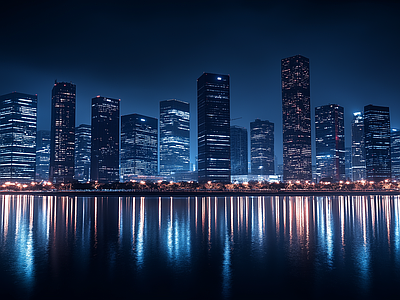 现代城市外景 城市傍晚夜景 夜晚城市