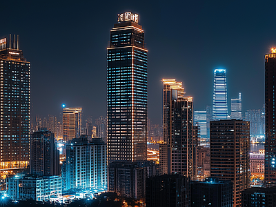 现代城市外景 城市傍晚夜景 夜晚城市