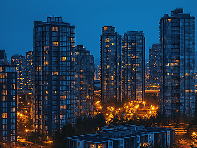 现代城市外景 城市傍晚夜景