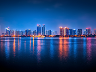 现代城市外景 城市傍晚夜景