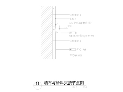 现代中式墙面节点 墙布与涂料大样 施工图