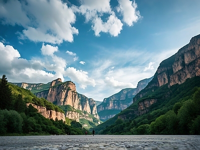 现代新中式风景 山 太行 旅游 景区 白天