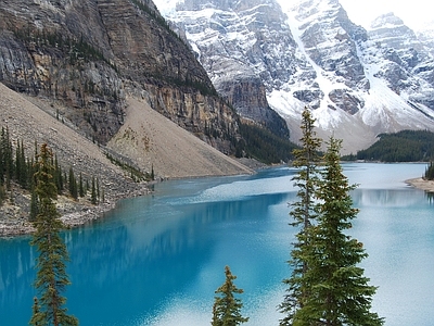 北欧风景 雪山 山 湖水