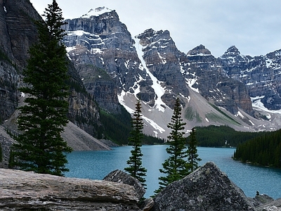 北欧风景 雪山 山 湖水