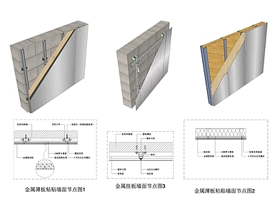 现代墙面节点 金属薄板墙面节点 金属薄板节点 护墙板 碳晶板 金属板墙面节点 施工图
