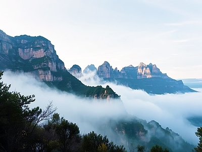 现代风景 山 云雾 高山