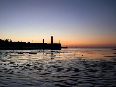 现代风景 海洋 夕阳 海岸