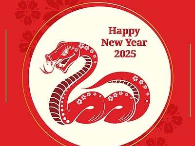 新中式纸书本 蛇年海报 新年壁画