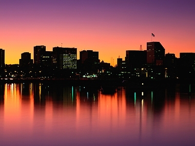 现代风景 城市夜景 城市倒影