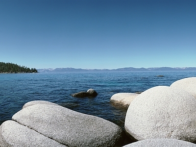 现代风景 巨石 大海 远山 海岛