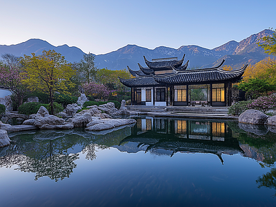 现代其它外景 新中式园林景观 窗外景 造景