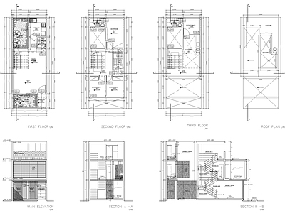 现代别墅建筑 小别墅 二层别墅 农村别墅 独栋别墅 自建房 施工图