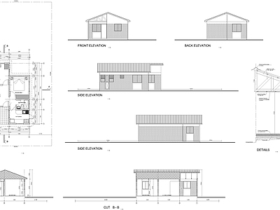 现代别墅建筑 一层别墅 小别墅 农村别墅 自建房 独栋别墅 施工图