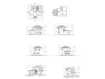 现代别墅建筑 小别墅 二层别墅 农村别墅 独栋别墅 自建房 施工图