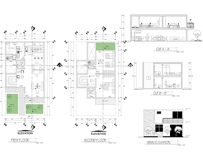 现代别墅建筑 小别墅 二层别墅 农村别墅 自建房 独栋别墅 施工图