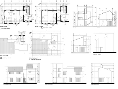 现代别墅建筑 小别墅 二层别墅 农村别墅 独栋别墅 自建房 施工图