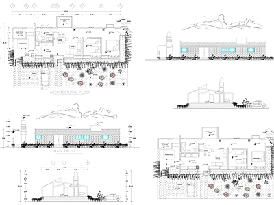 现代别墅建筑 一层别墅 小别墅 农村别墅 独栋别墅 自建房 施工图