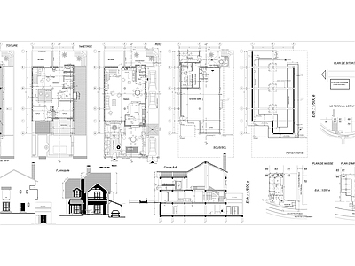 现代别墅建筑 乡村两层房子建筑 小别墅 农村别墅 自建房 独栋别墅 施工图