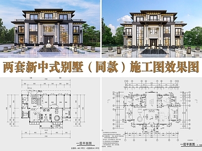 新中式别墅建筑 新中式别墅 新中式自建房 施工图