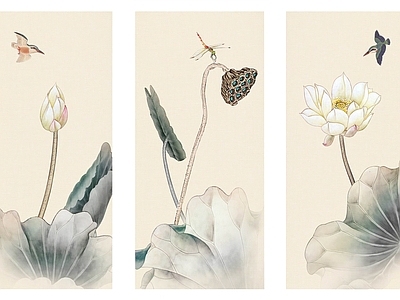 新中式中式壁画 墙纸硬包壁画挂画 禅意 花鸟壁画 艺术壁画 山水壁画