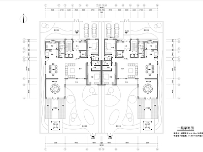 现代简欧别墅建筑 三层带电梯自建房 双拼豪华别墅 居住使用功能齐全 带院子 地下室 游泳池 酒窖等 平面图