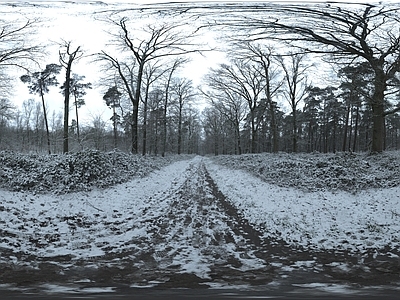 现代户外HDR 户外雪景 室外全景 雪地