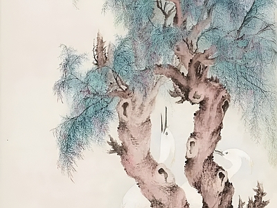 新中式中式挂画 水墨画 国画 艺术挂画 松树