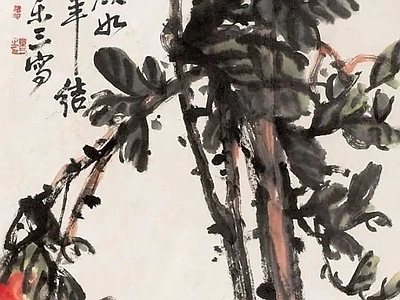 新中式中式挂画 水墨画 国画 艺术挂画 石榴树