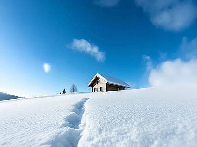 现代风景 雪景 白天 天空