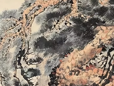 新中式中式挂画 水墨画 国画 艺术挂画 松树图