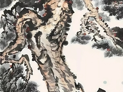 新中式中式挂画 水墨画 国画 艺术挂画 松树画