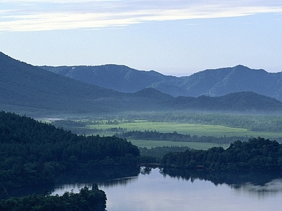 现代风景 湿地山脉风景 创意画面