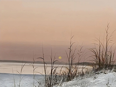 简约侘寂挂画 抽象挂画 艺术挂画 夕阳风景画 油画