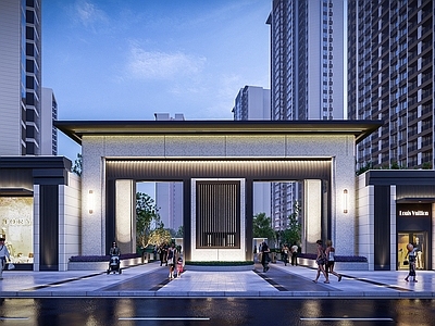 现代活力住宅大区曲线景观效果图