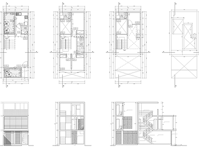 现代别墅建筑 4卧室3层住宅 别墅 施工图