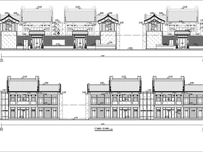 中式新中式别墅建筑 二层中式高级别墅 双拼别墅 农村别墅 二层别墅 小别墅 施工图