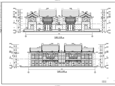 中式别墅建筑 中式二层别墅建施 双拼别墅 二层别墅 农村别墅 施工图
