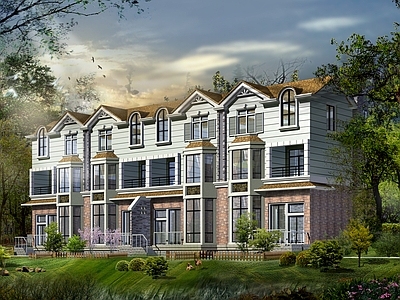 现代欧式别墅建筑 三层别墅 双拼别墅 农村别墅 别 施工图