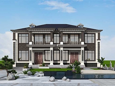 欧式简欧别墅建筑 二层别墅 双拼别墅 农村别墅 独栋别墅 自建房 施工图