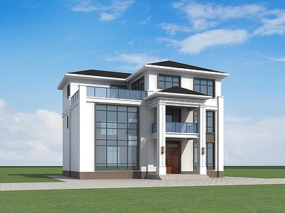 新中式中式别墅建筑 三层别墅 小别墅 农村别墅 独栋别墅 自建房 施工图