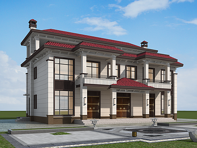 欧式简欧别墅建筑 三层别墅 双拼别墅 自建房 农村别墅 施工图