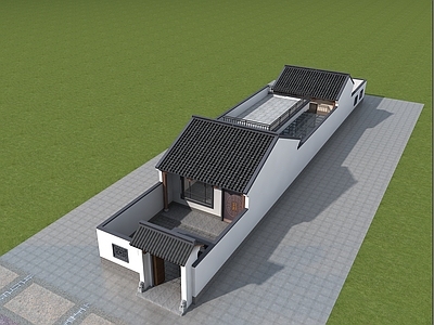 中式新中式别墅建筑 一层别墅 合院别墅 农村别墅 独栋别墅 自建房 施工图