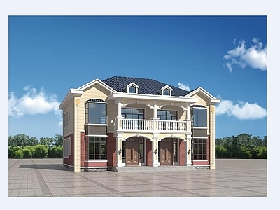 欧式别墅建筑 二层别墅 农村别墅 双拼别墅 自建房 施工图