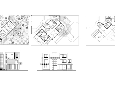 现代别墅建筑 现代风格的三层住 小别墅 农村别墅 独栋别墅 三层别墅 施工图