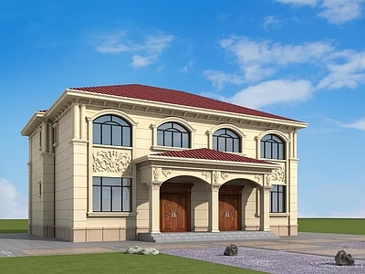 欧式别墅建筑 二层别墅 双拼别墅 自建房 农村别墅 施工图