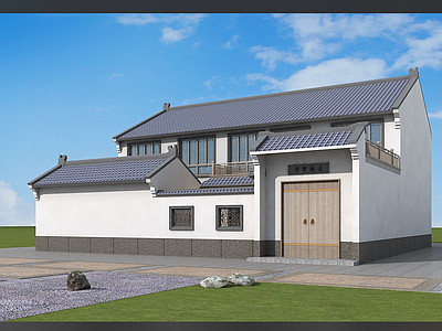 新中式中式别墅建筑 二层别墅 农村别墅 合院别墅 独栋别墅 自建房 施工图