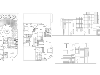 现代别墅建筑 现代风格的住宅两 小别墅 独栋别墅 自建房 农村别墅 施工图