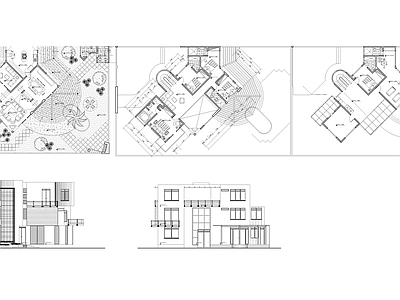 现代别墅建筑 现代风格的三层住 小别墅 独栋别墅 三层别墅 自建房 施工图