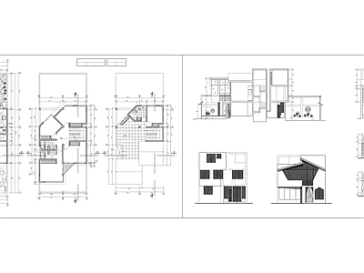 现代别墅建筑 两层半住宅项目平 独栋别墅 小别墅 自建房 农村别墅 施工图